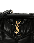Lambskin Quilted Small Loulou Puffer Monogram Chain Satchel Black