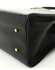 Grainy Calfskin Large Virtus Top Handle Tote Black
