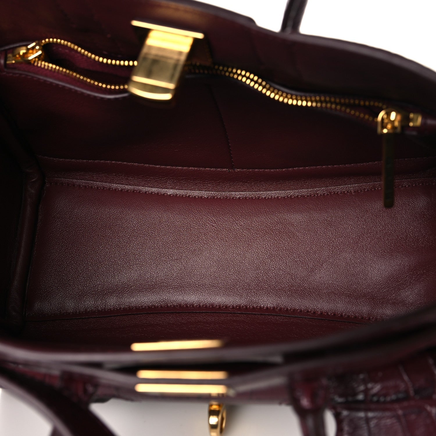 Calfskin Crocodile Embossed Mini Bel Air Carry All Bag Dark Burgundy