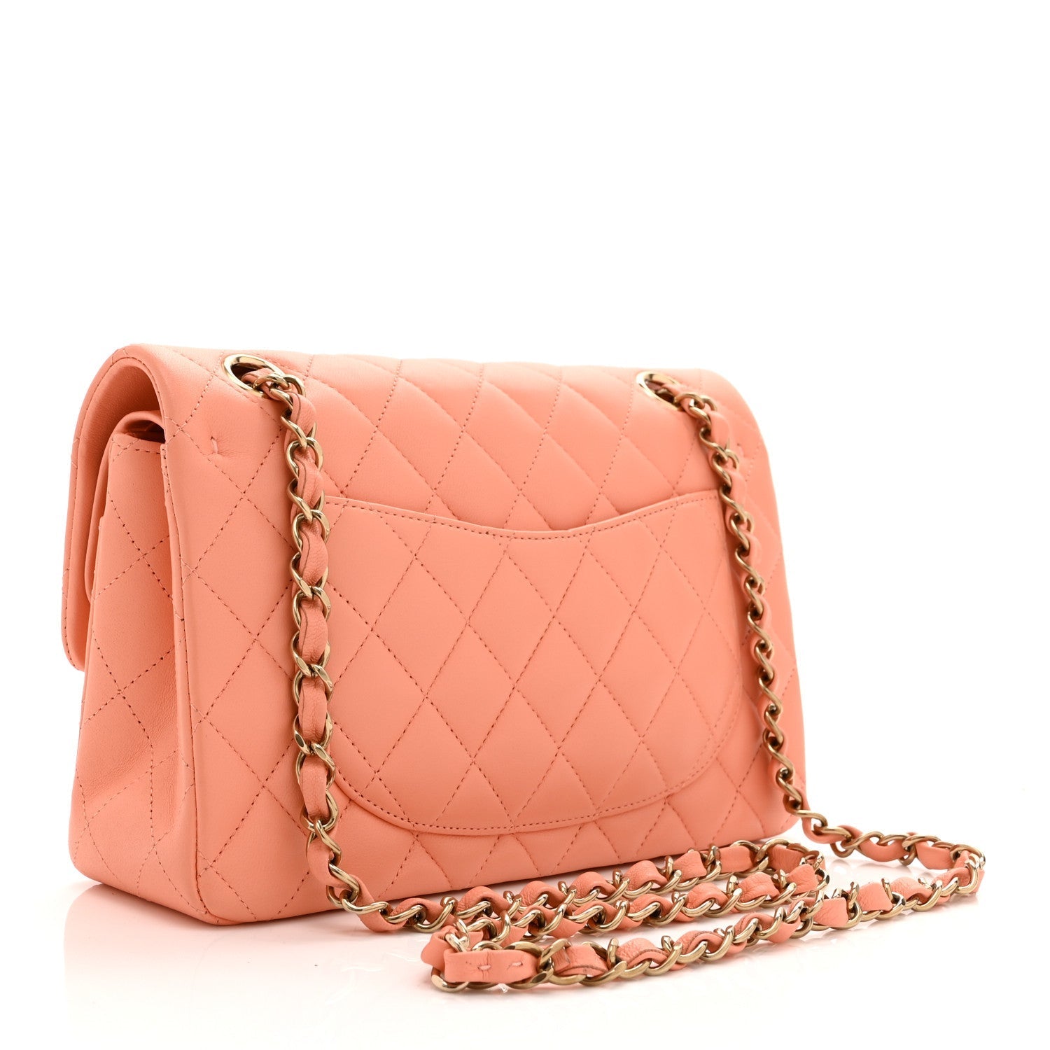 Lambskin Quilted Small Double Flap Light Orange