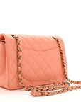 Lambskin Quilted Small Double Flap Light Orange