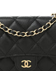 Caviar Quilted Flap Phone Holder With Chain Black