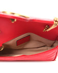 Calfskin Matelasse Super Mini GG Marmont Shoulder Bag Hibiscus Red