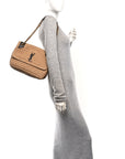 Raffia Calfskin Monogram Medium Niki Chain Satchel Natural