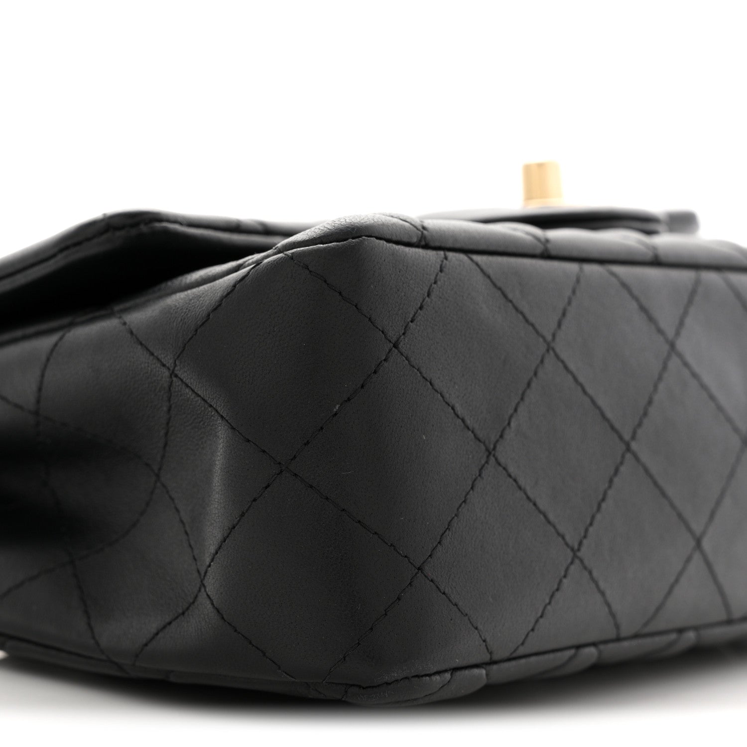 Lambskin Quilted Mini Rectangular Flap Black