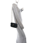 Lambskin Chevron Quilted Mini Loulou Black