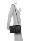 Lambskin Quilted Jumbo Double Flap Black