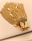 Smooth Calfskin Medium Classic Monogram Kate Tassel Satchel Nude Powder