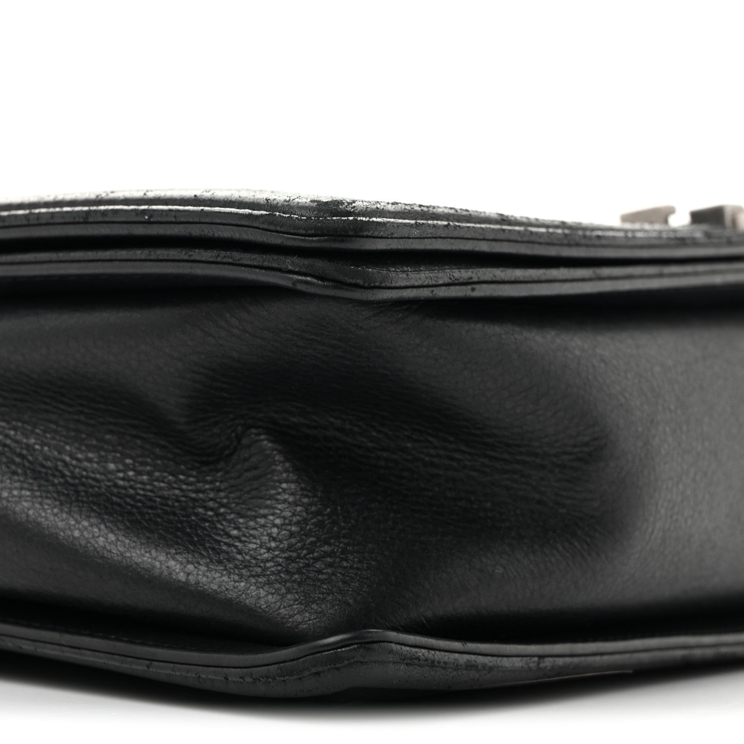 Calfskin Quilted Large Boy Flap Black
