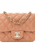 Lambskin Quilted Mini Square Flap Brown