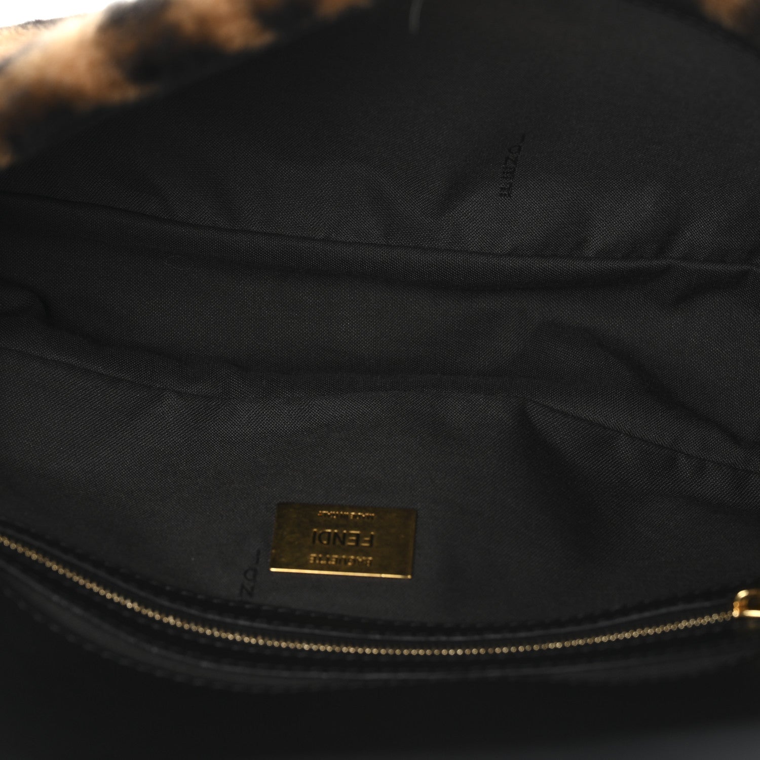 Shearling Vitello Dolce Macro FF 1974 Baguette Tobacco Black