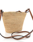 Calfskin Raffia Paulas Ibiza Pochette Bag Natural Tan