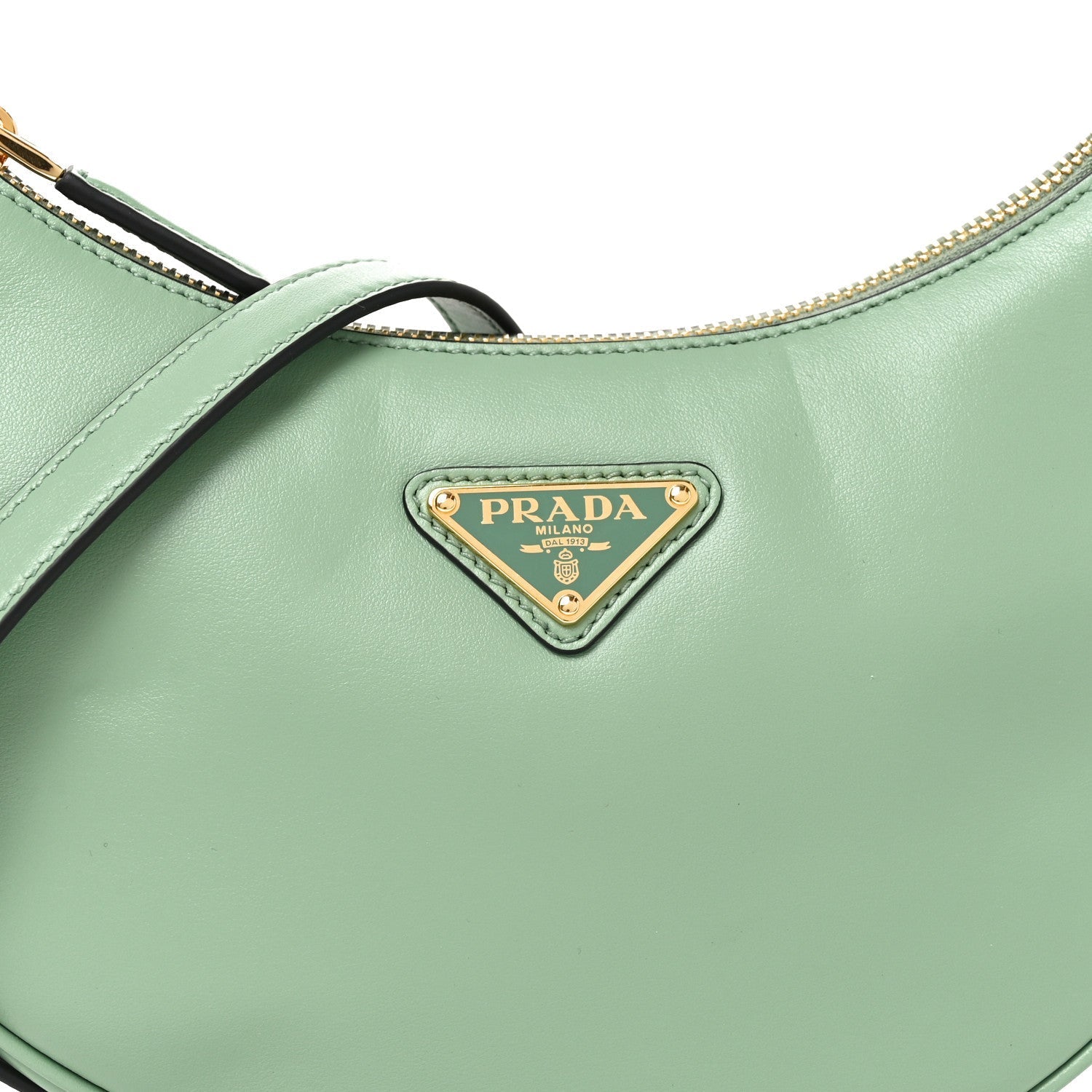 Soft Calfskin Arque Shoulder Bag Acquamarina