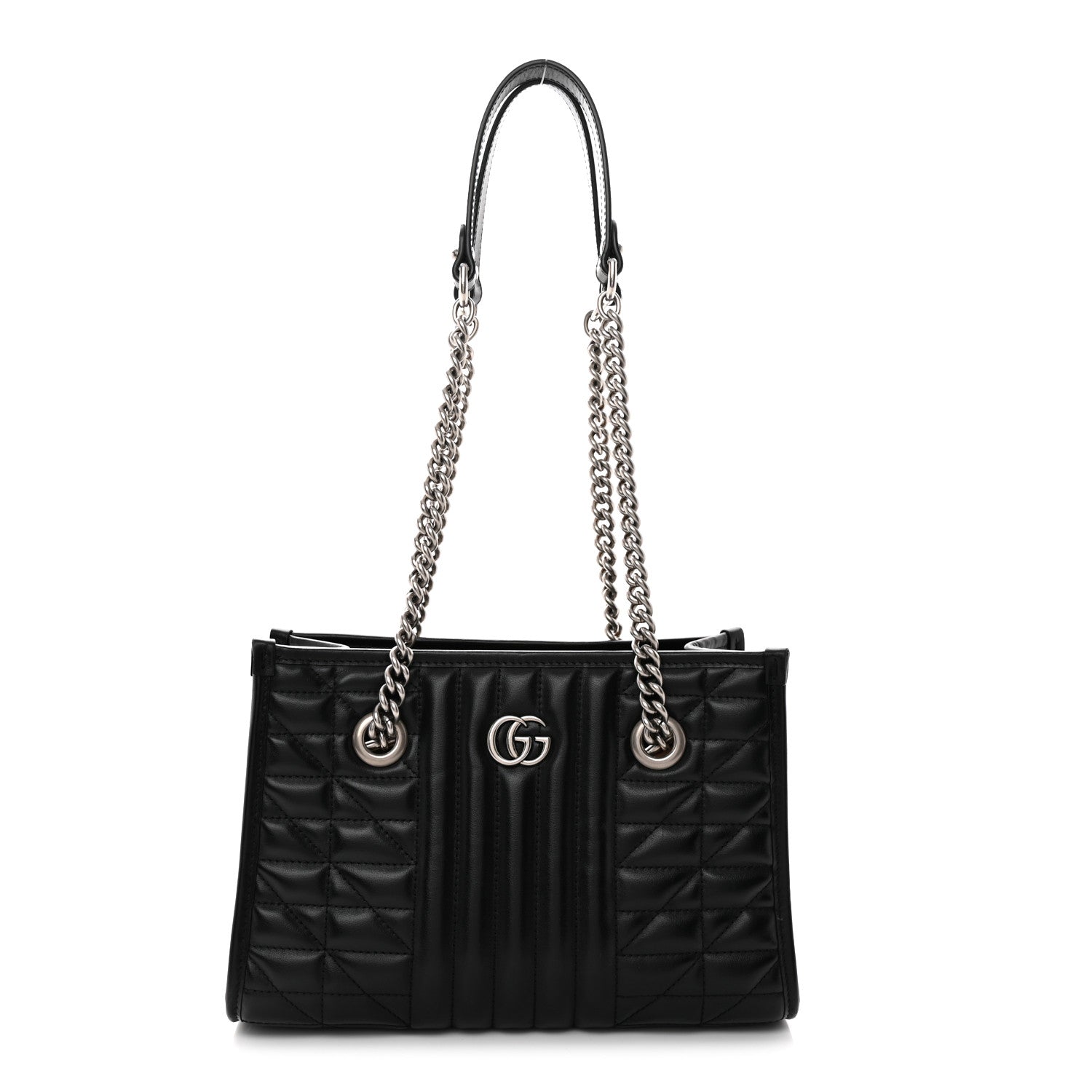 Calfskin Matelasse Aria Small GG Marmont Shoulder Tote Black