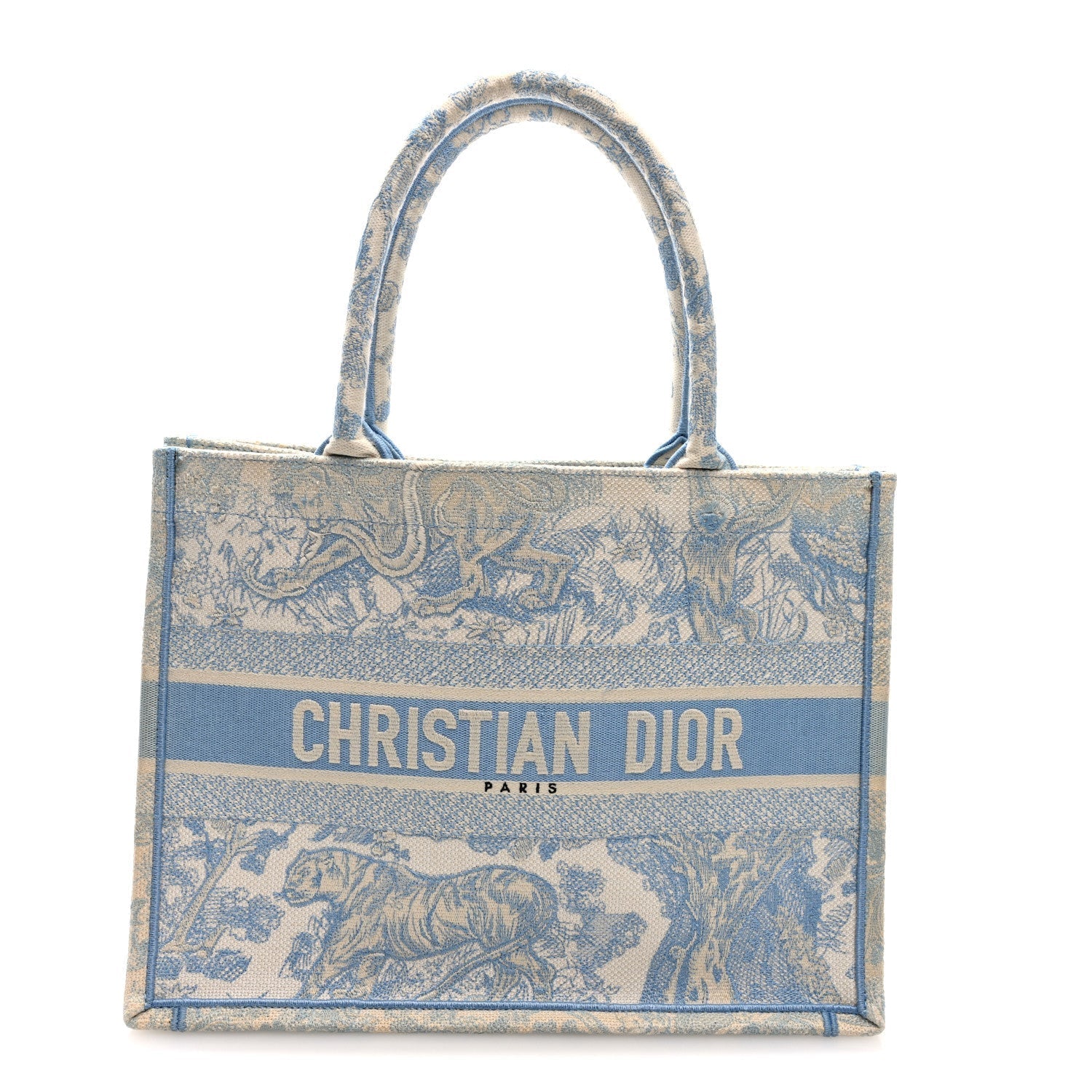 Canvas Embroidered Medium D1ORiviera Toile De Jouy Book Tote Light Blue