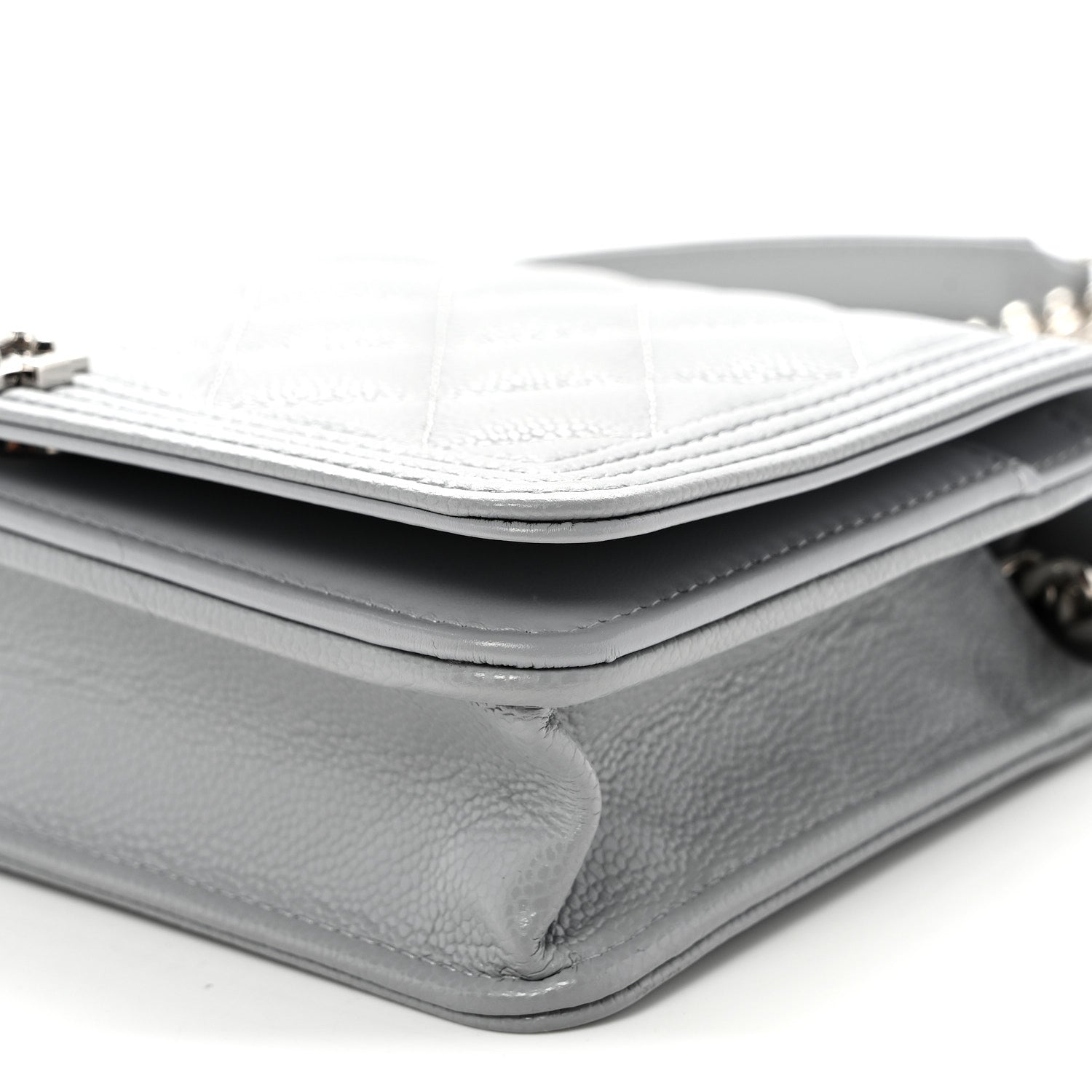 Caviar Quilted Boy Wallet On Chain WOC Grey