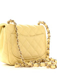 Lambskin Quilted Mini Square Flap Light Yellow
