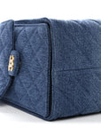 Washed Denim Quilted Medium CHNL 25 Handbag Blue