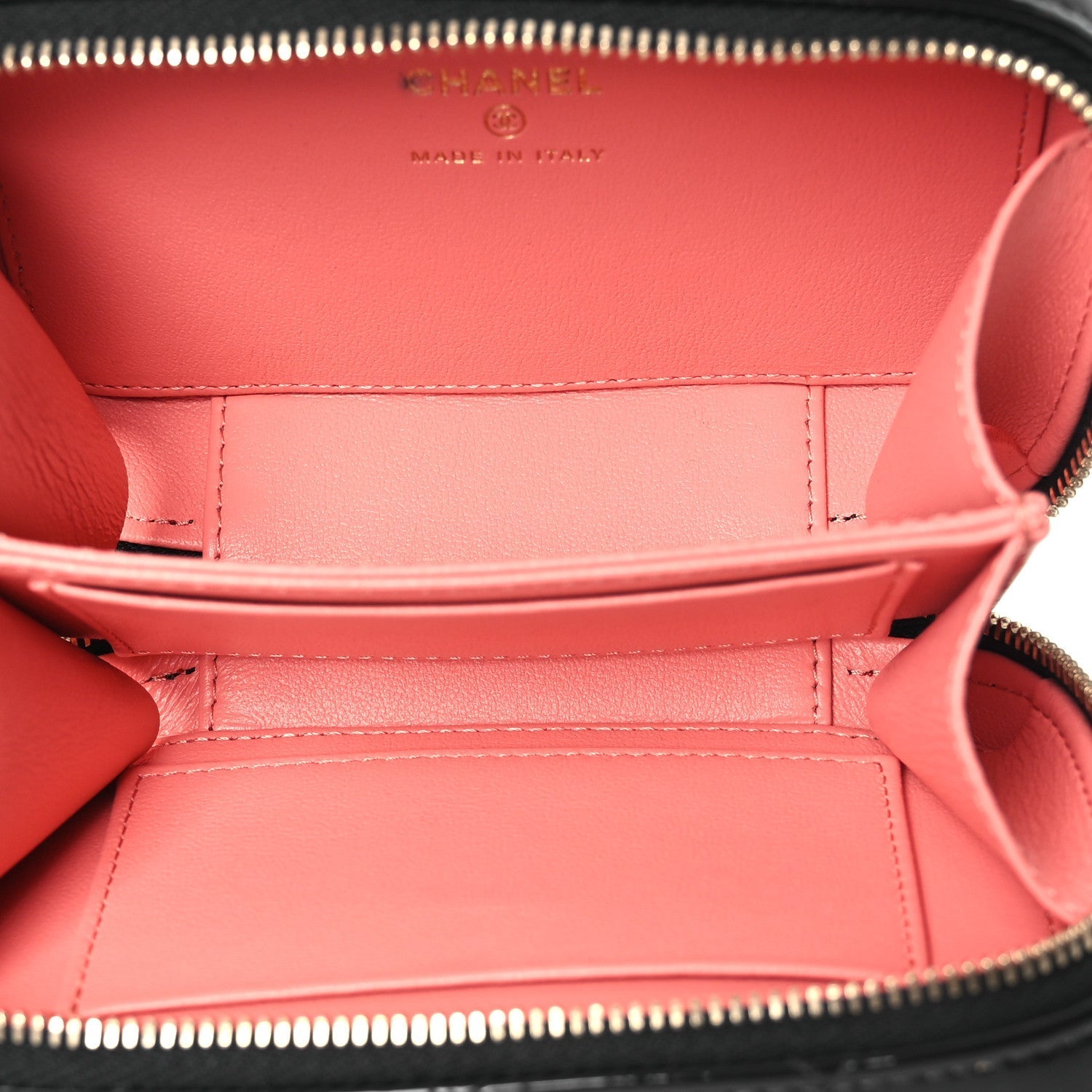 Patent Quilted Top Handle Mini Vanity Case Black