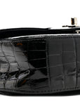 Shiny Alligator Mini Rectangular Flap Black