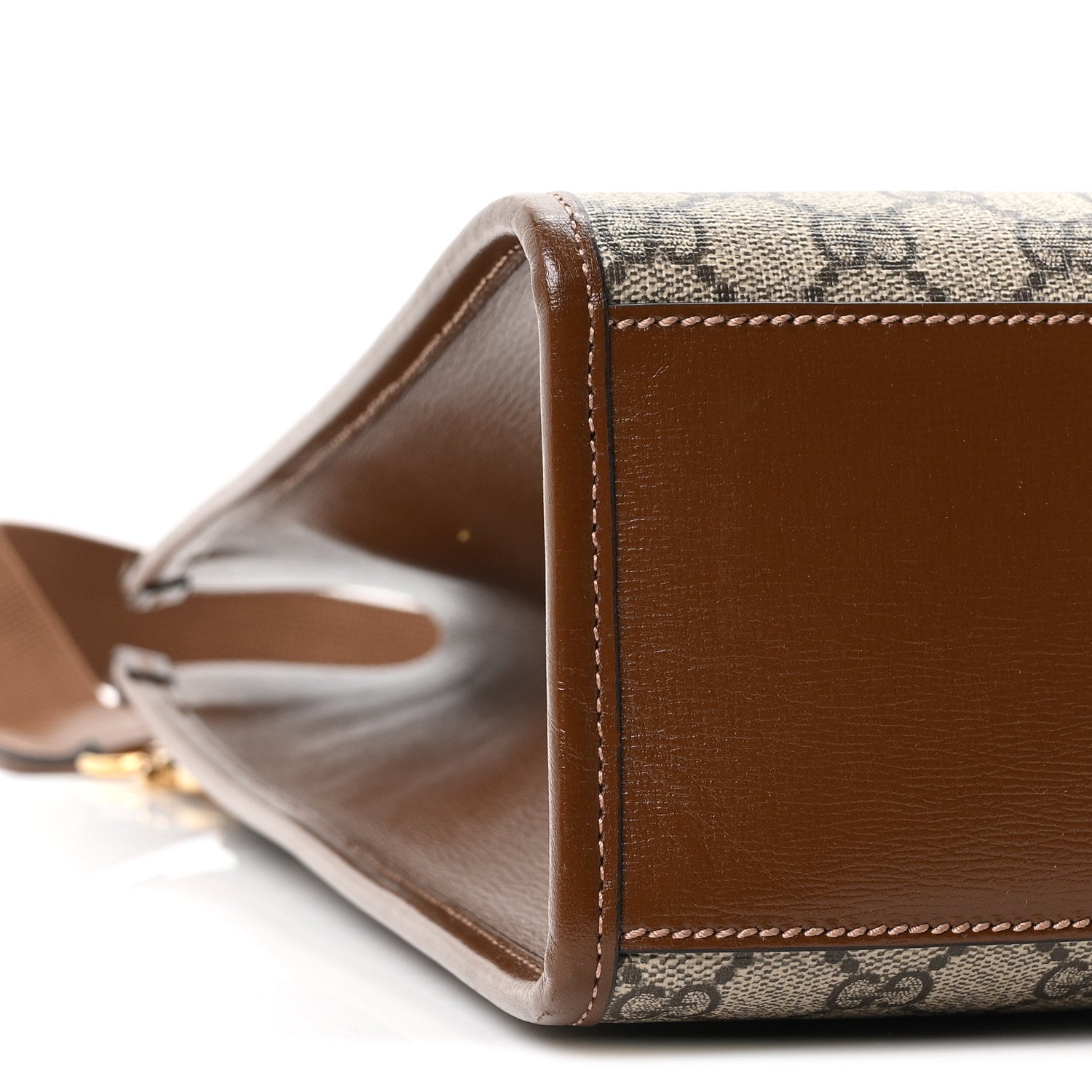 GG Supreme Monogram Textured Dollar Calfskin Medium Retro Interlocking G Vertical Tote Bag Beige Ebony Brown Sugar