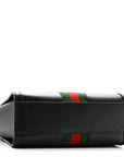 Textured Calfskin Web Small Ophidia Tote Bag Black