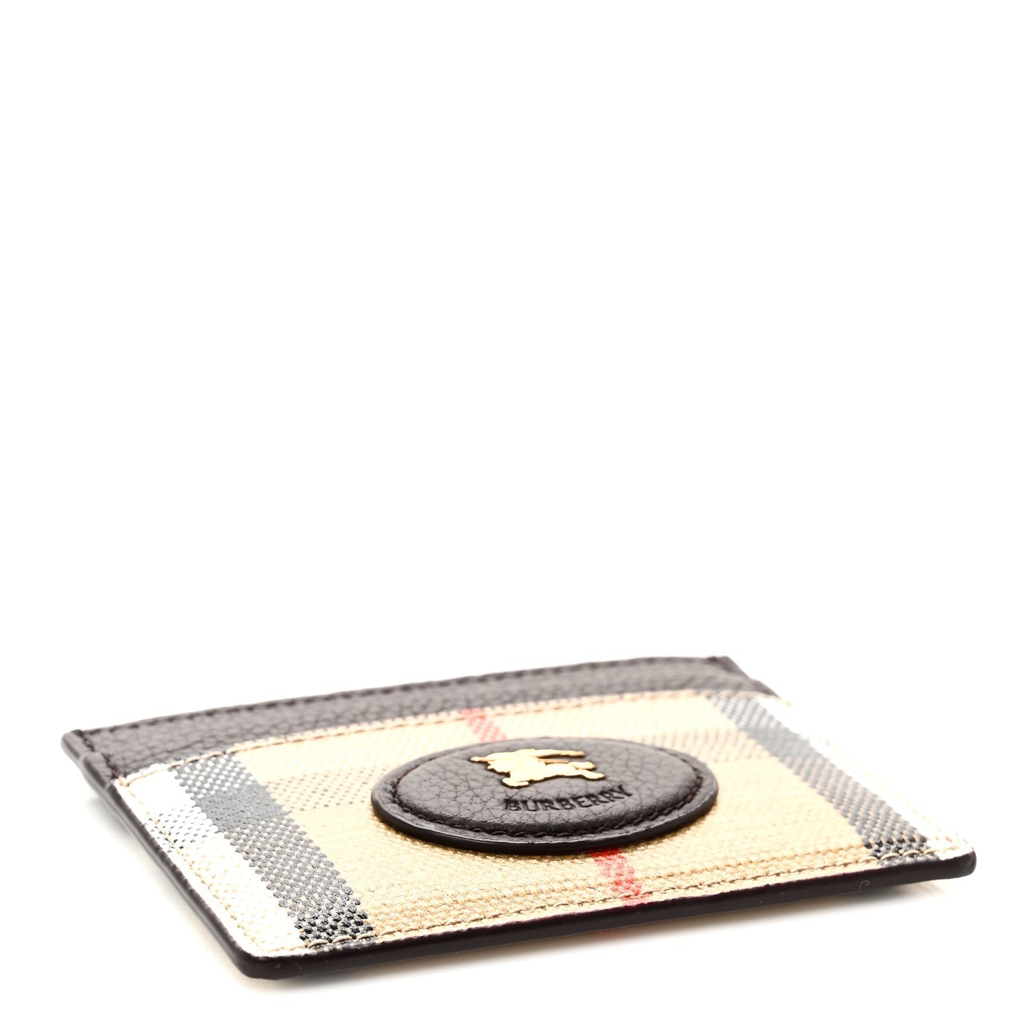 Grained Calfskin Jacquard Woven Vintage Check Highlands Card Case Sand