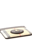 Grained Calfskin Jacquard Woven Vintage Check Highlands Card Case Sand