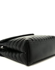 Calfskin Y Quilted Monogram Medium Loulou Chain Satchel Black