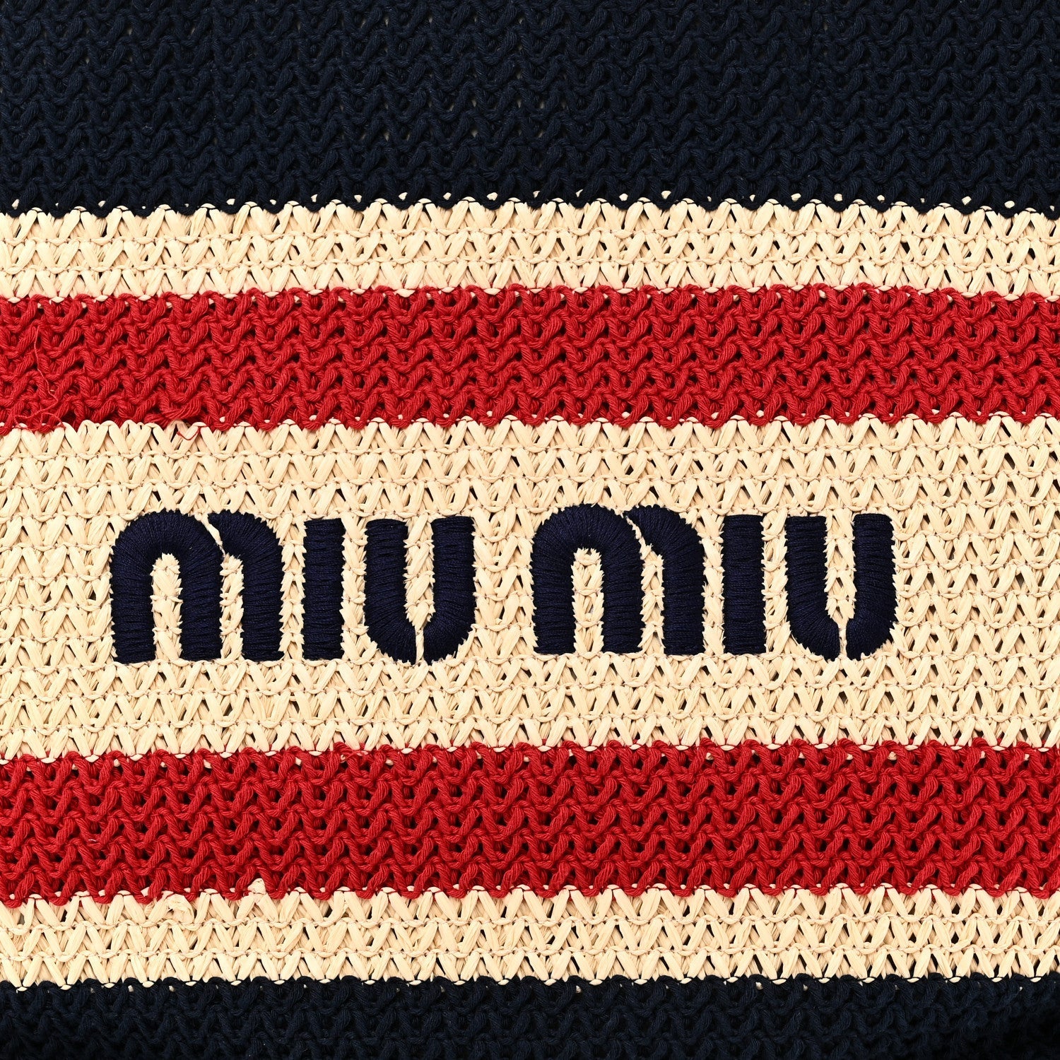 Raffia Crochet Stripe Tote Natural Blue