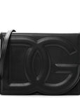 Calfskin DG Logo Flap Crossbody Bag Black