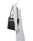 Raffia Calfskin Standard A4 Tote Bag Black