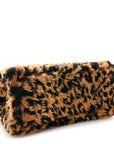 Fleece Leopard Print Small Hourglass Top Handle Bag Brown