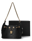 Washed Denim Quilted Mini CHNL 25 Handbag Black
