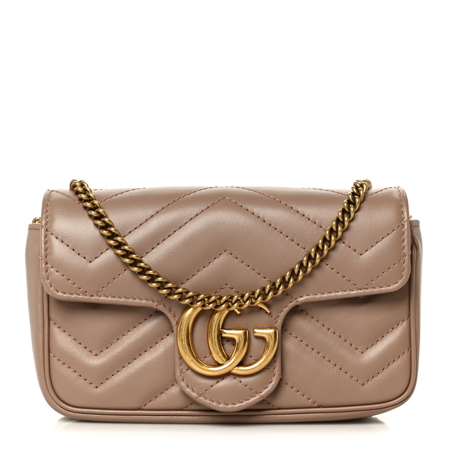Calfskin Matelasse Super Mini GG Marmont Shoulder Bag Porcelain Rose