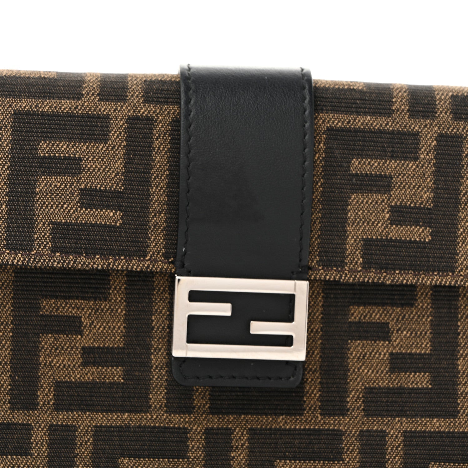 Recycled Fabric Jacquard Vitello Grace FF 1974 Baguette Belt Pouch Tobacco Moro Black