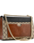 GG Supreme Monogram Calfskin Medium Padlock Shoulder Bag Beige Black Cuir
