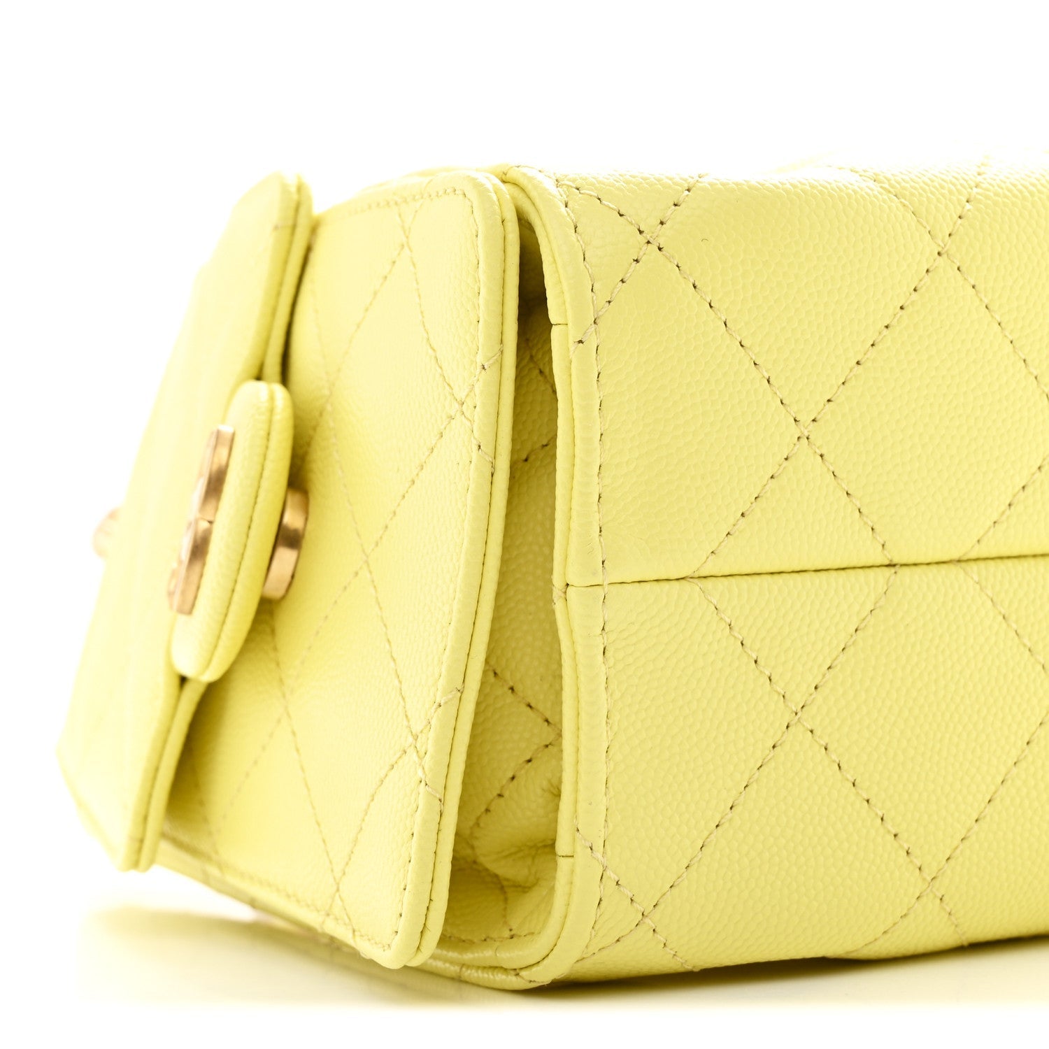 Caviar Quilted Mini CHNL 25 Handbag Light Yellow