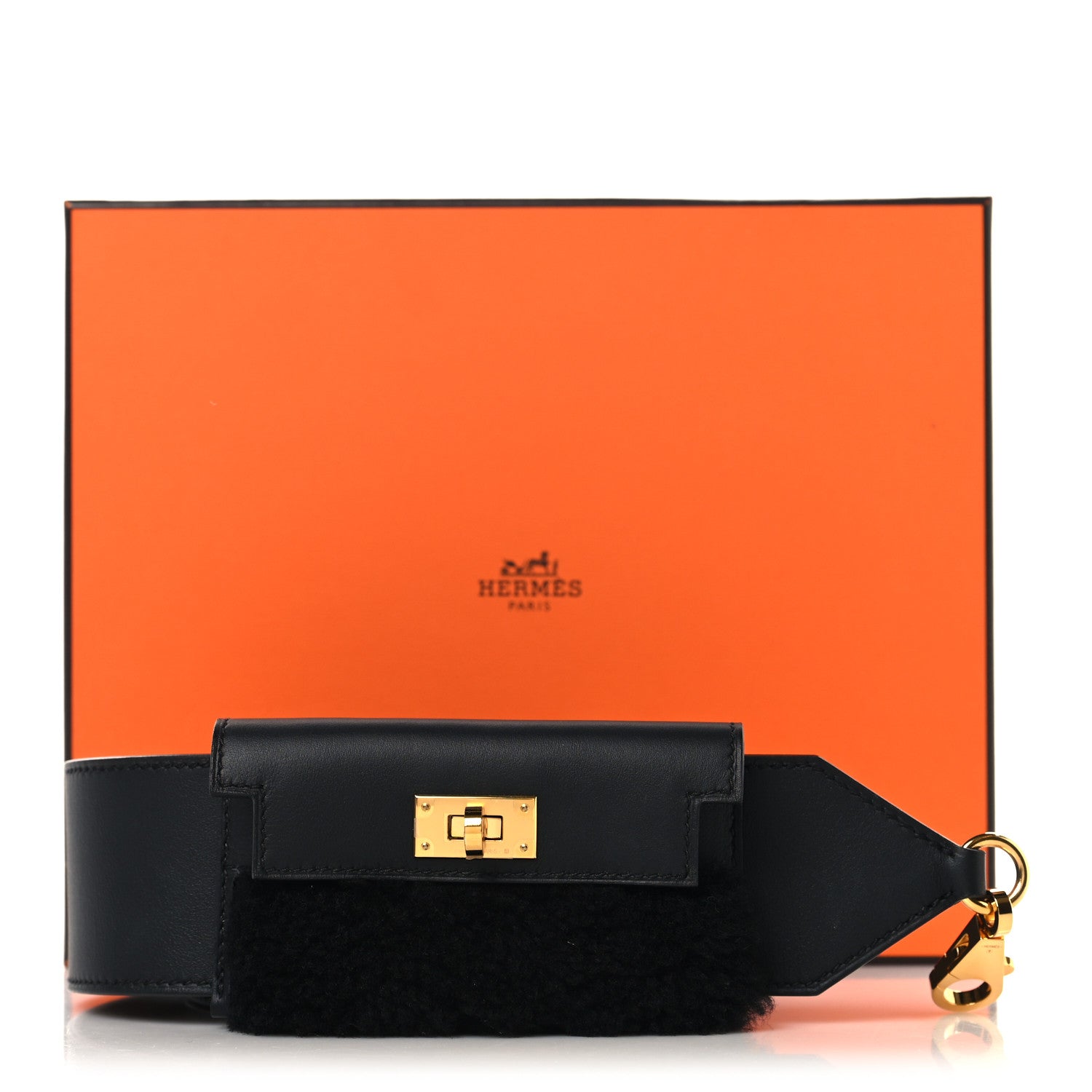 Swift Shearling Pocket Kelly Shoulder Strap Black