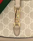 GG Supreme Monogram Textured Dollar Calfskin Mini Jackie 1961 Hobo Beige Mystic White Oatmeal
