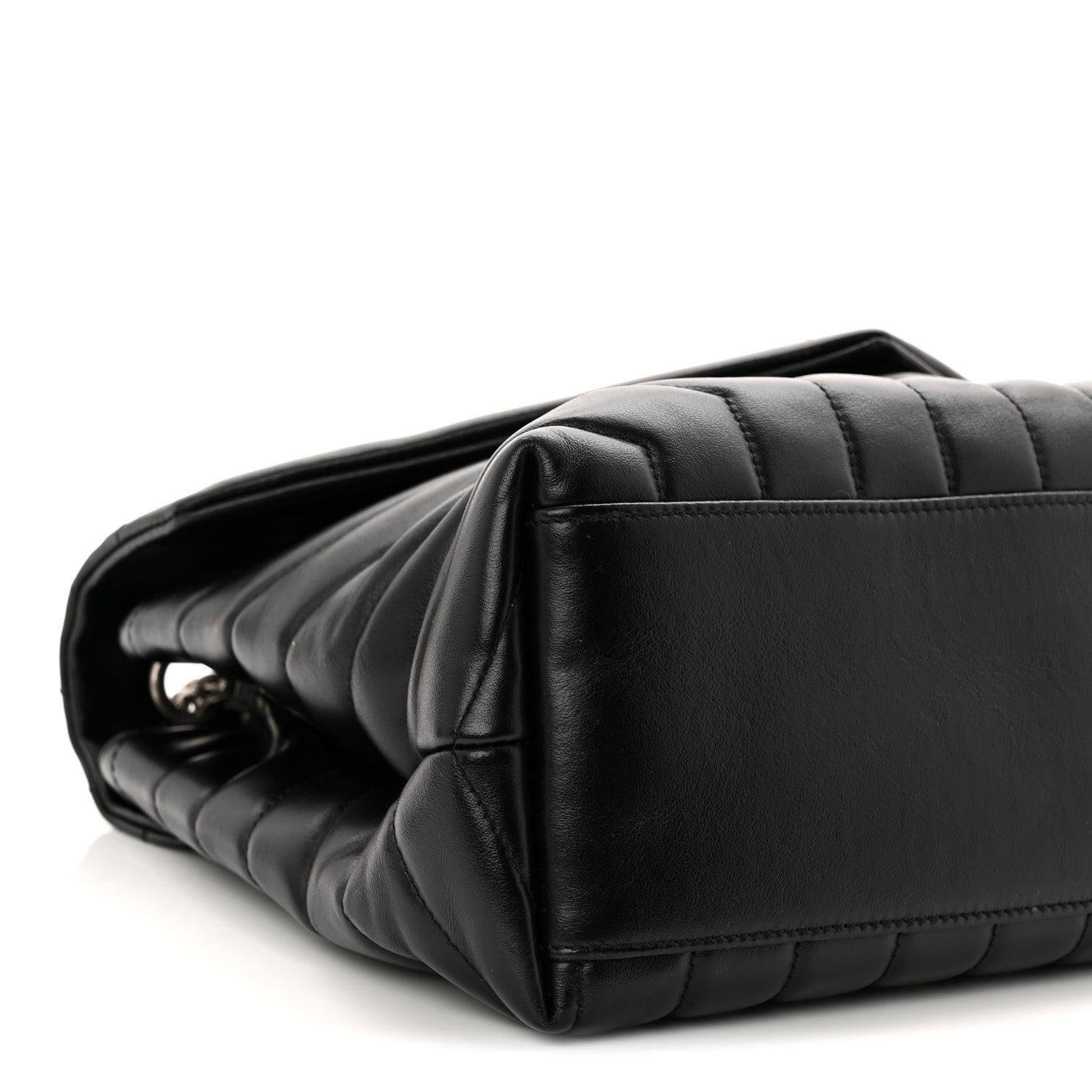 Calfskin Y Quilted Monogram Medium Loulou Chain Satchel Black