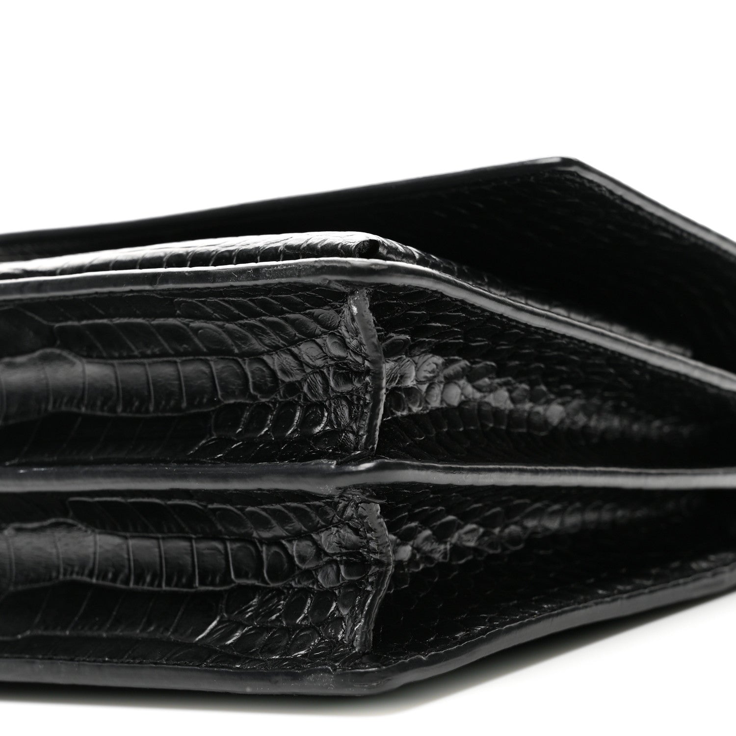 Calfskin Crocodile Embossed Medium Monochrome Monogram Sunset Black