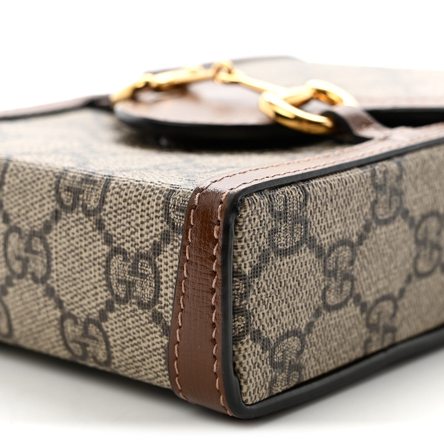 GG Supreme Monogram Mini Horsebit 1955 Crossbody Bag Beige Brown Sugar