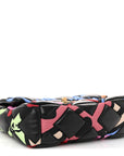 Lambskin Printed Fabric Medium CHNL 19 Flap Black Multicolor