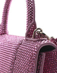 Strass Suede Hourglass Top Handle Bag XS Pink