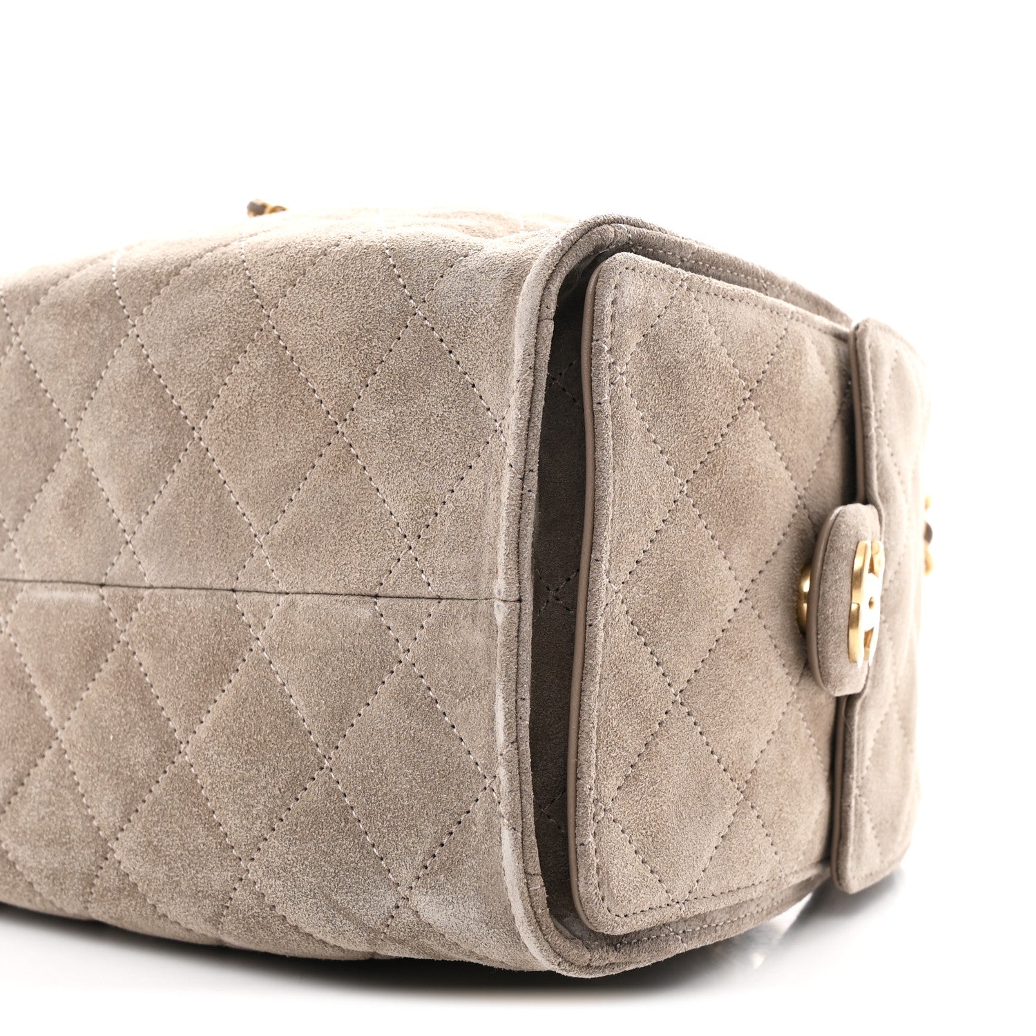 Suede Quilted Small CHNL 25 Handbag Dark Grey