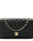 Caviar Quilted Medium Double Flap Black