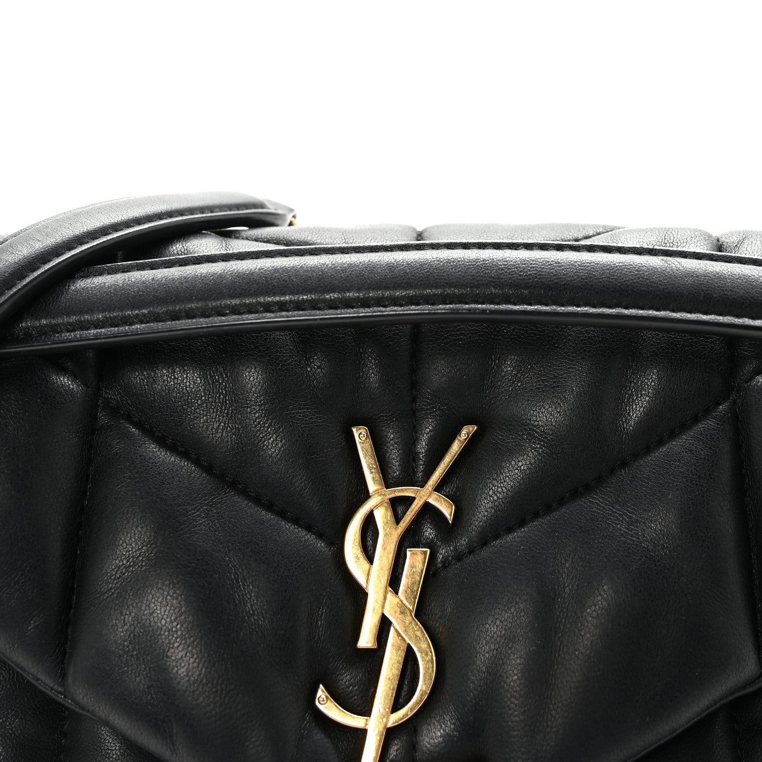 Lambskin Quilted Small Loulou Puffer Monogram Chain Satchel Black