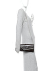 Calfskin Crocodile Embossed Emmie Clutch Bag Chocolate