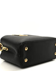 Taurillon Embellished Flower Handle Capucines Mini Black